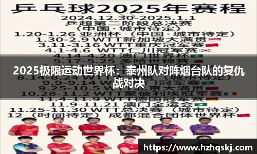 2025极限运动世界杯：泰州队对阵烟台队的复仇战对决